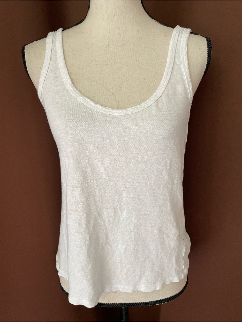AG Adriano Goldschmied White 100% Linen Slub Scoop Neck Tank Top S